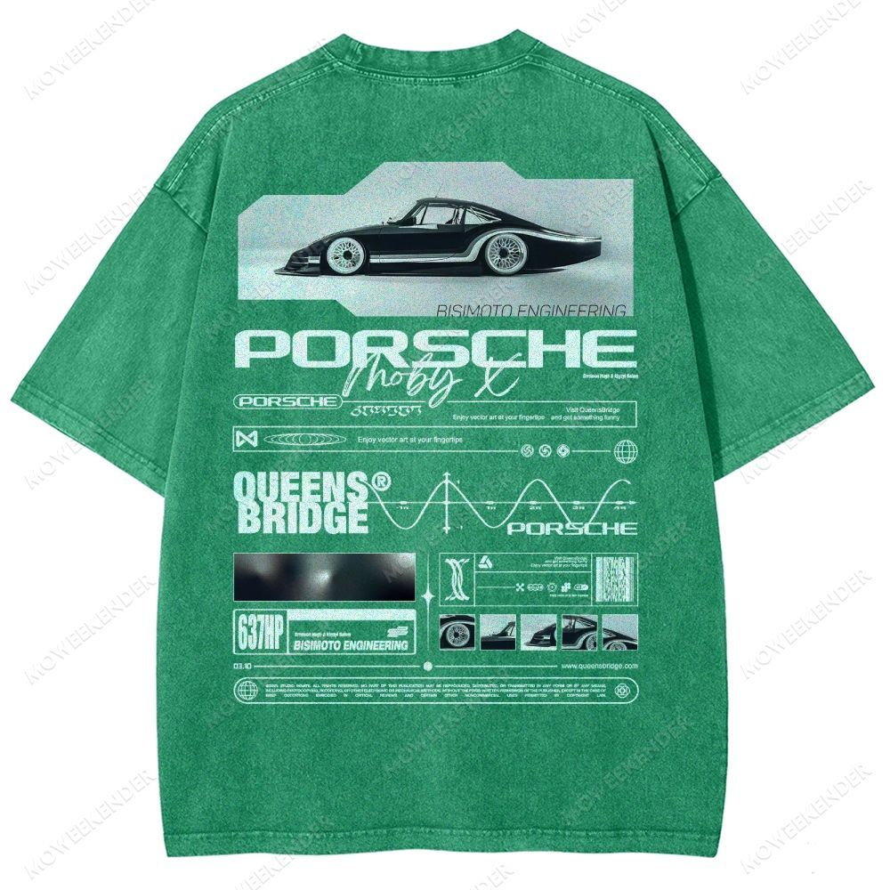Retro Racing Cars Letter Unisex Fit Washed T-Shirt