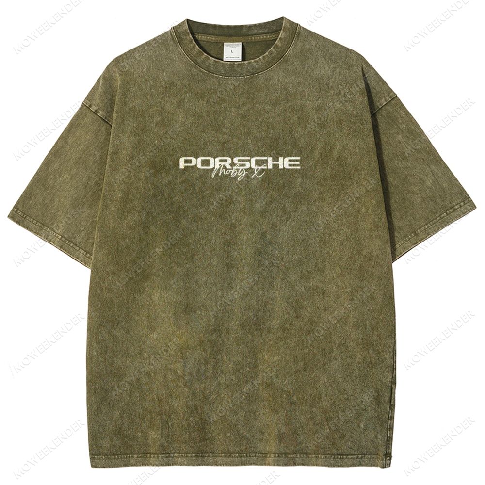 Retro Racing Cars Letter Unisex Fit Washed T-Shirt