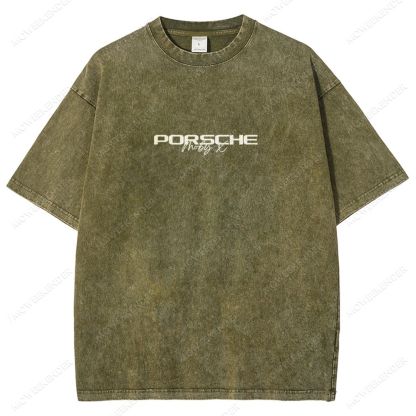 Retro Racing Cars Letter Unisex Fit Washed T-Shirt