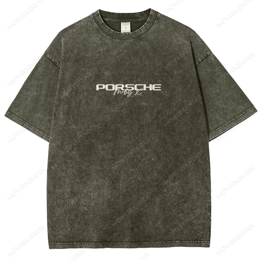 Retro Racing Cars Letter Unisex Fit Washed T-Shirt