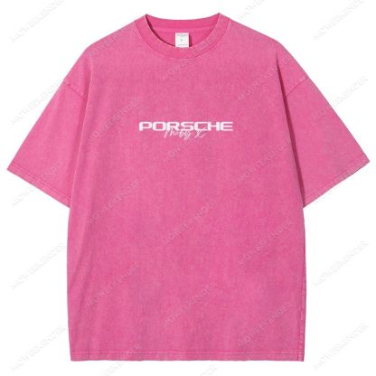 Retro Racing Cars Letter Unisex Fit Washed T-Shirt