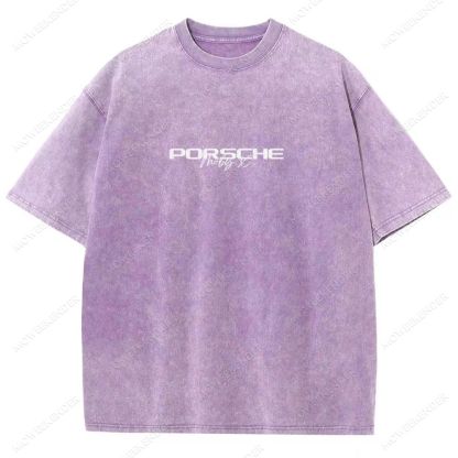 Retro Racing Cars Letter Unisex Fit Washed T-Shirt