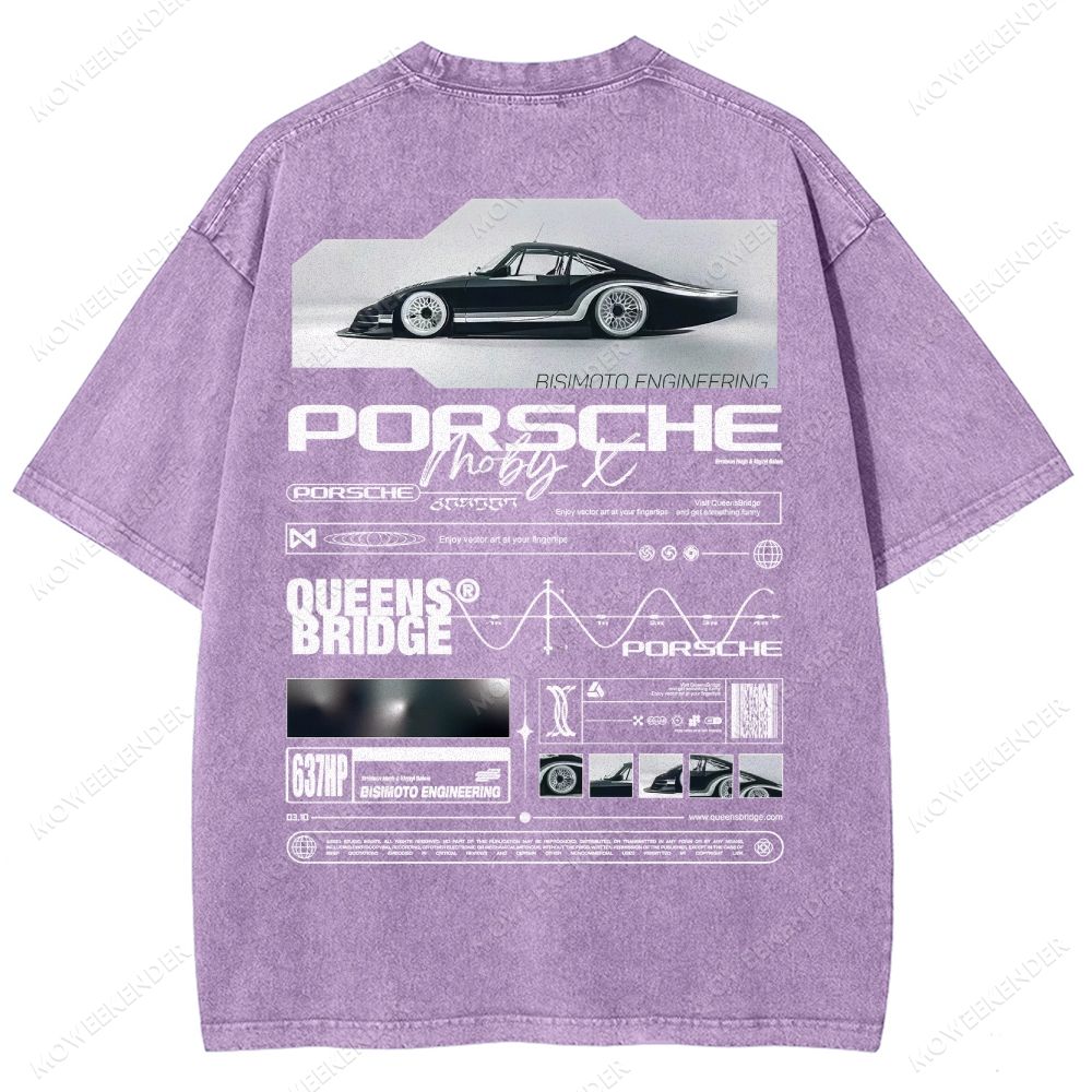 Retro Racing Cars Letter Unisex Fit Washed T-Shirt