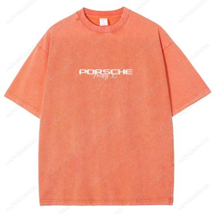 Retro Racing Cars Letter Unisex Fit Washed T-Shirt