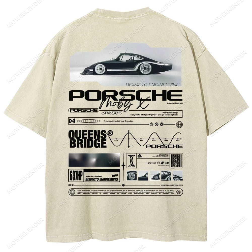 Retro Racing Cars Letter Unisex Fit Washed T-Shirt