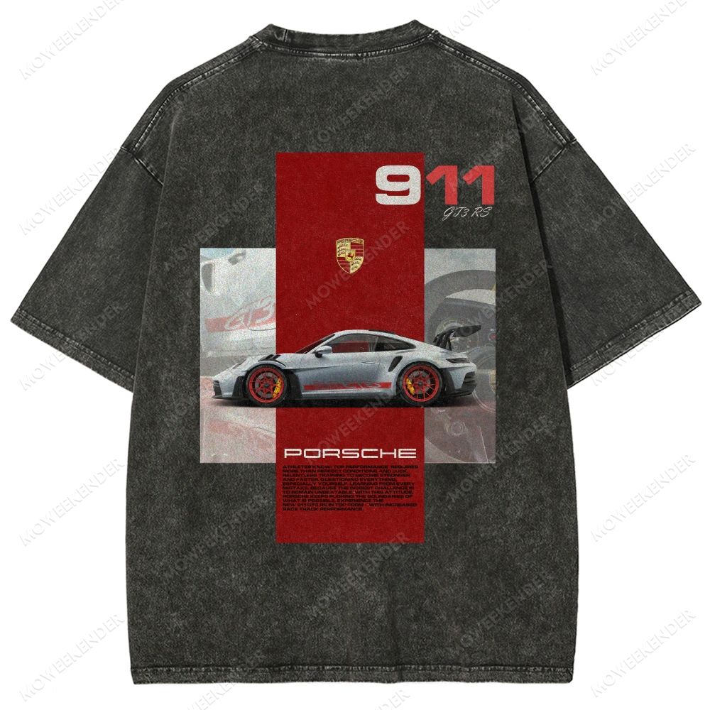 911 GT3 RS Racing Cars Unisex Fit Washed T-Shirt