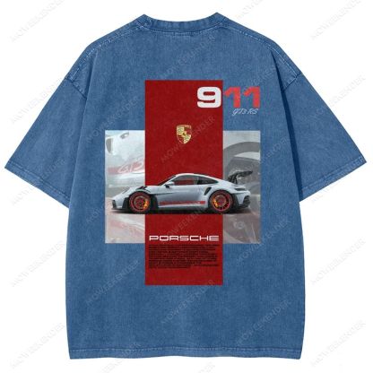 911 GT3 RS Racing Cars Unisex Fit Washed T-Shirt