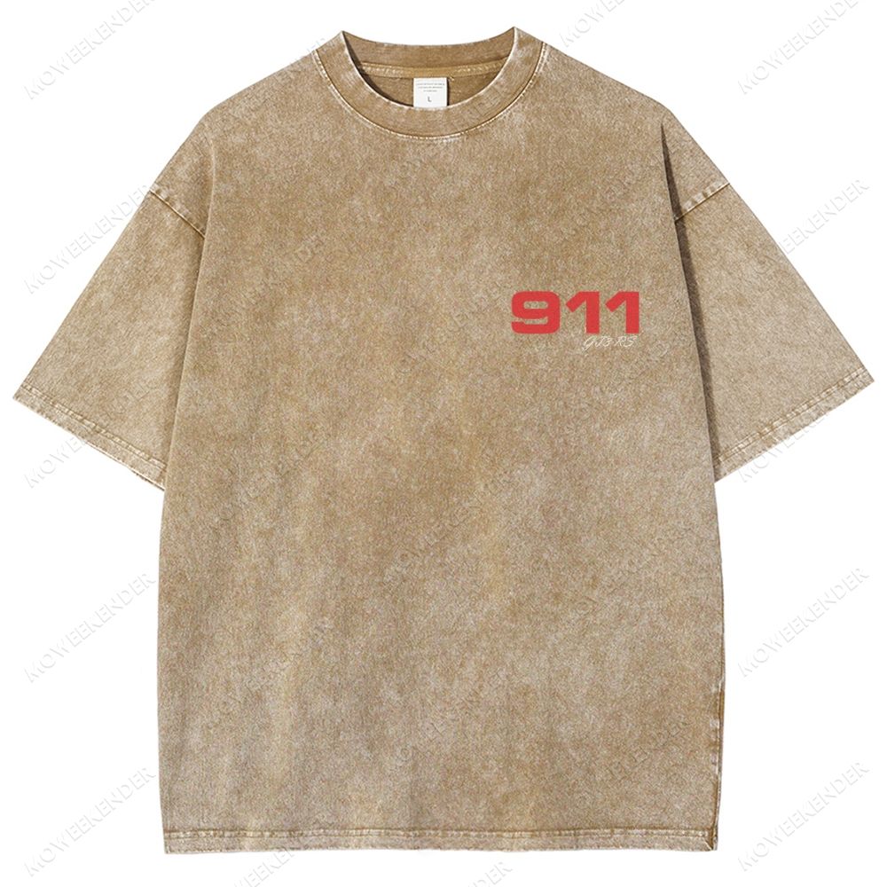 911 GT3 RS Racing Cars Unisex Fit Washed T-Shirt