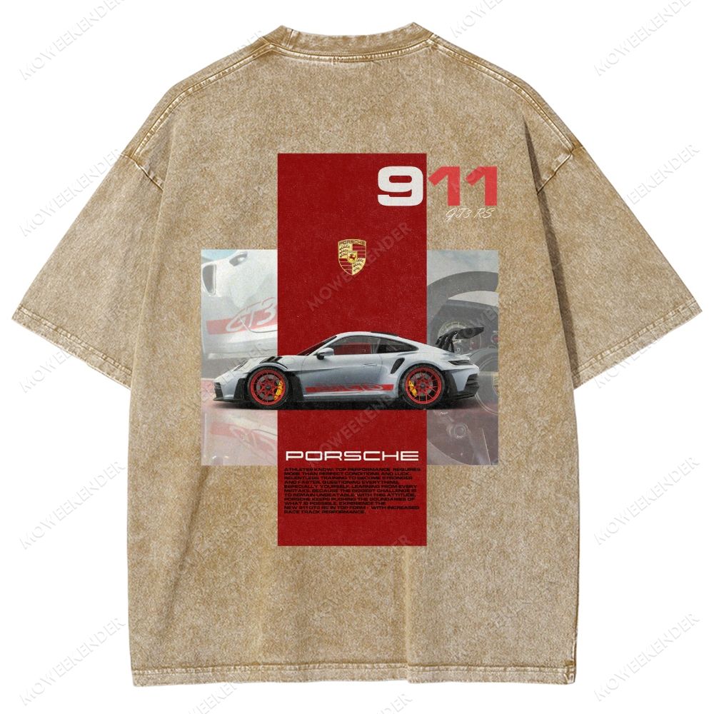 911 GT3 RS Racing Cars Unisex Fit Washed T-Shirt