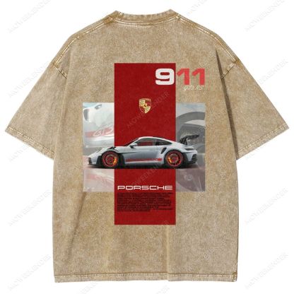 911 GT3 RS Racing Cars Unisex Fit Washed T-Shirt