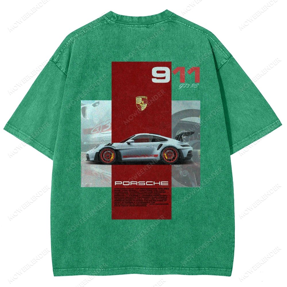 911 GT3 RS Racing Cars Unisex Fit Washed T-Shirt
