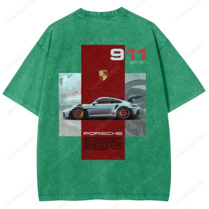 911 GT3 RS Racing Cars Unisex Fit Washed T-Shirt