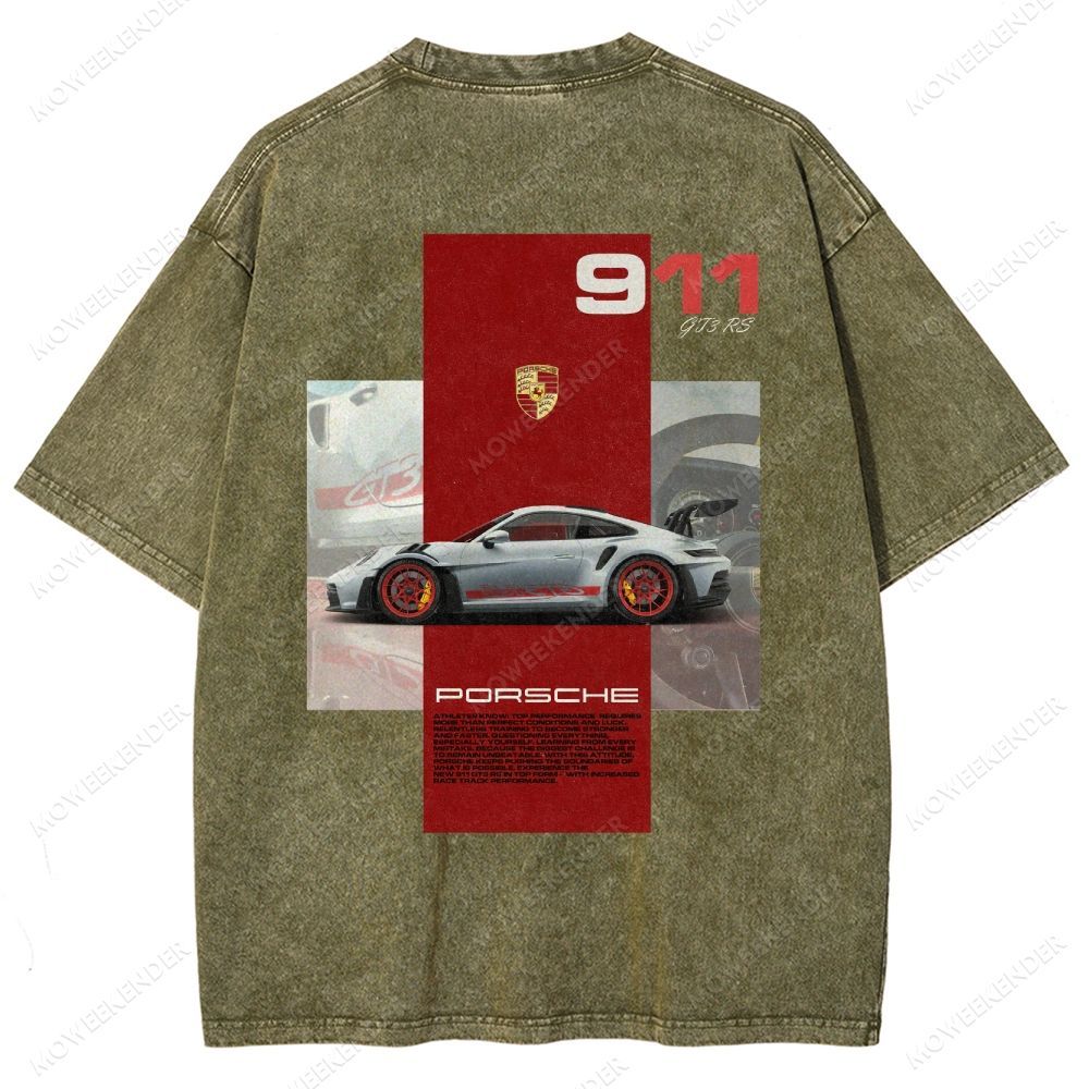 911 GT3 RS Racing Cars Unisex Fit Washed T-Shirt