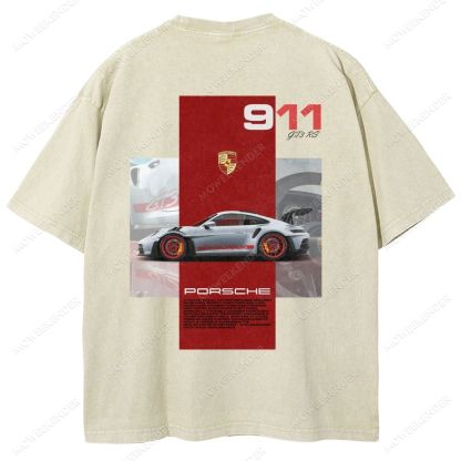 911 GT3 RS Racing Cars Unisex Fit Washed T-Shirt