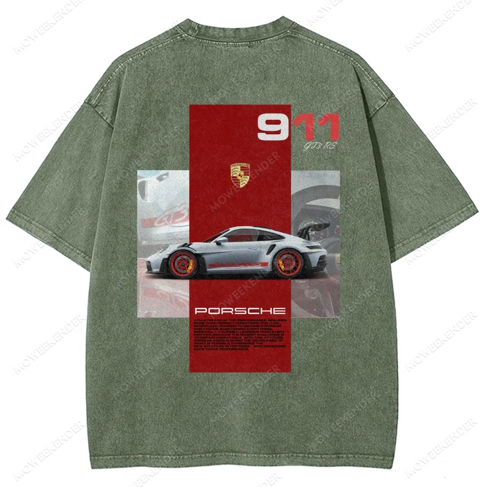 911 GT3 RS Racing Cars Unisex Fit Washed T-Shirt