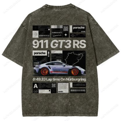 Racing Cars Poster Unisex Fit Washed T-Shirt