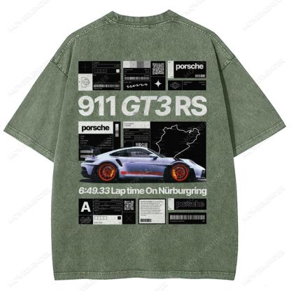 Racing Cars Poster Unisex Fit Washed T-Shirt