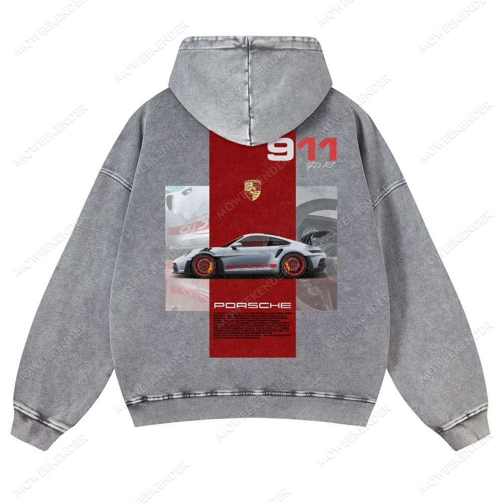 911 GT3 RS Racing Cars Unisex Fit Vintage Washed Hoodie