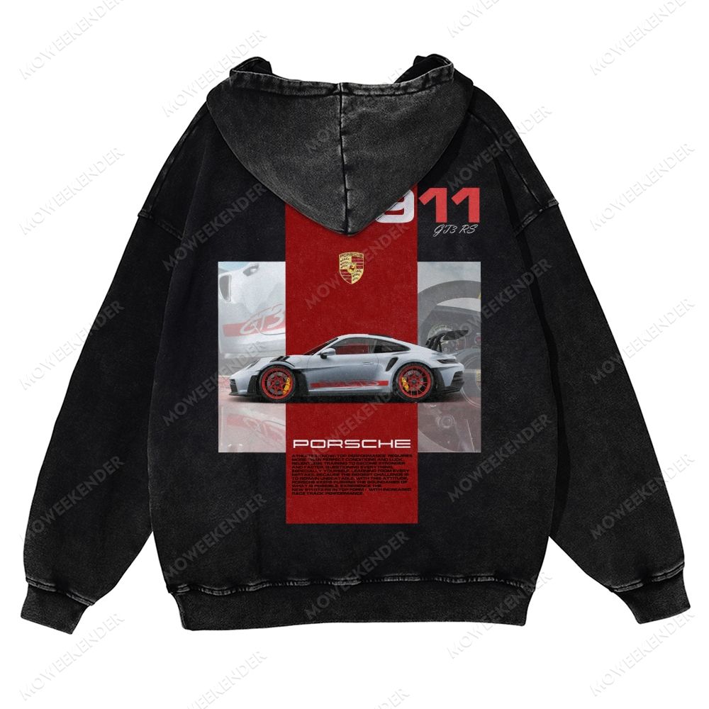 911 GT3 RS Racing Cars Unisex Fit Vintage Washed Hoodie