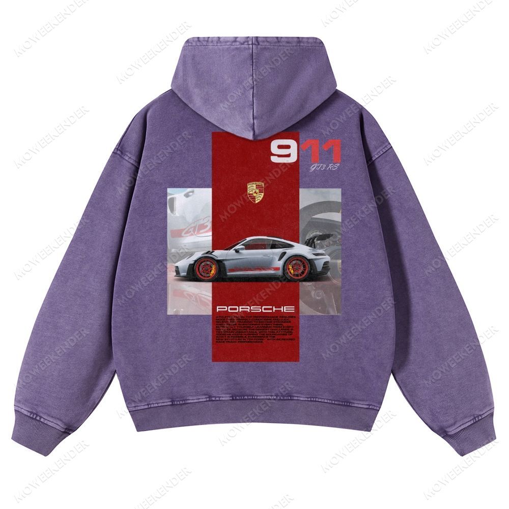 911 GT3 RS Racing Cars Unisex Fit Vintage Washed Hoodie