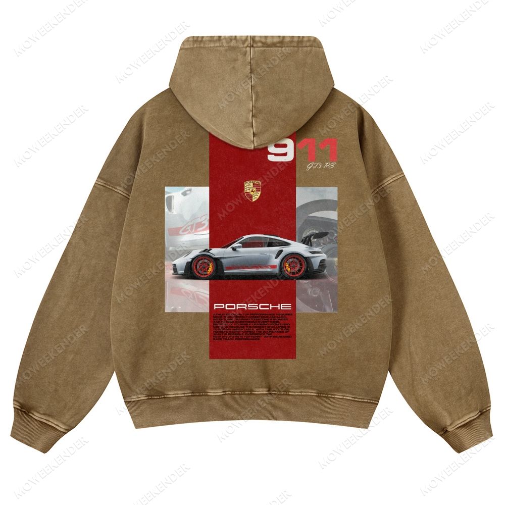 911 GT3 RS Racing Cars Unisex Fit Vintage Washed Hoodie
