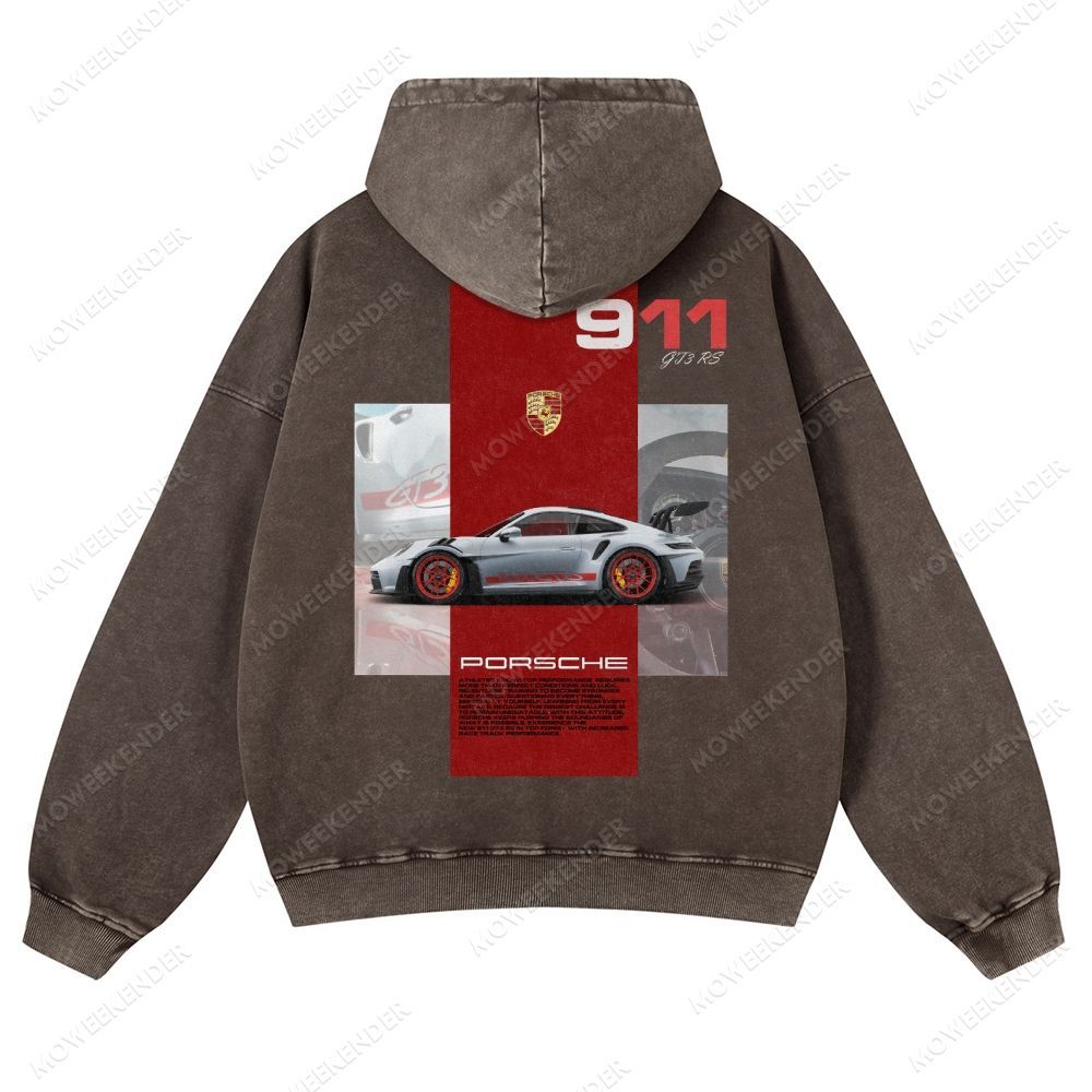 911 GT3 RS Racing Cars Unisex Fit Vintage Washed Hoodie