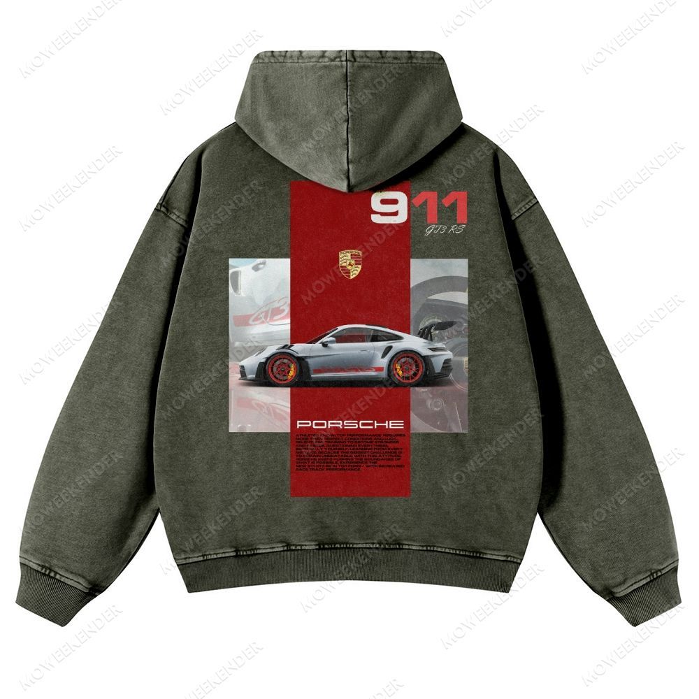 911 GT3 RS Racing Cars Unisex Fit Vintage Washed Hoodie