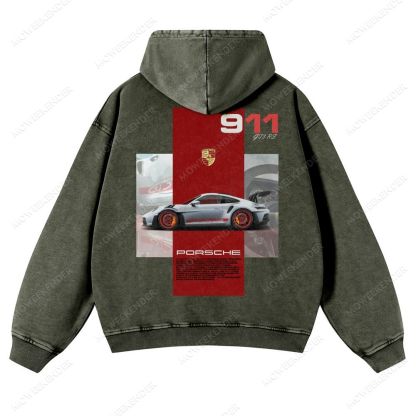 911 GT3 RS Racing Cars Unisex Fit Vintage Washed Hoodie