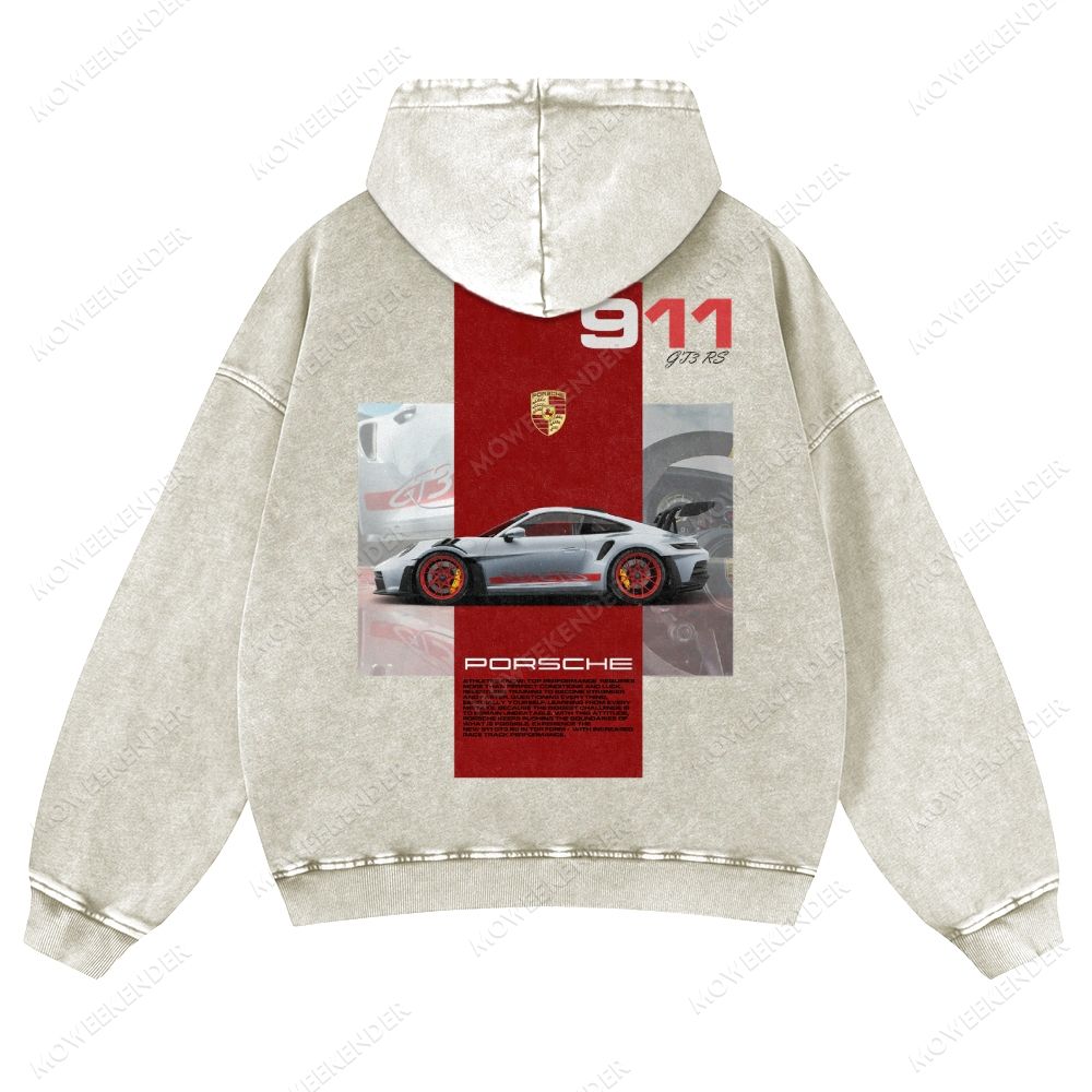 911 GT3 RS Racing Cars Unisex Fit Vintage Washed Hoodie