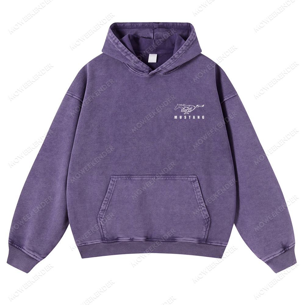 Mustang Racing Cars Unisex Fit Vintage Washed Hoodie