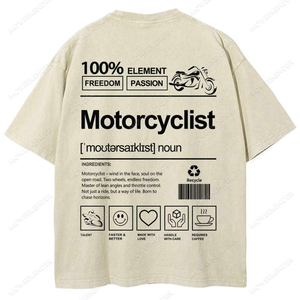 Motorcyclist Unisex Fit Washed T-Shirt