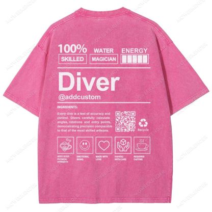 Diver QR Code Custom Unisex Fit Washed T-Shirt