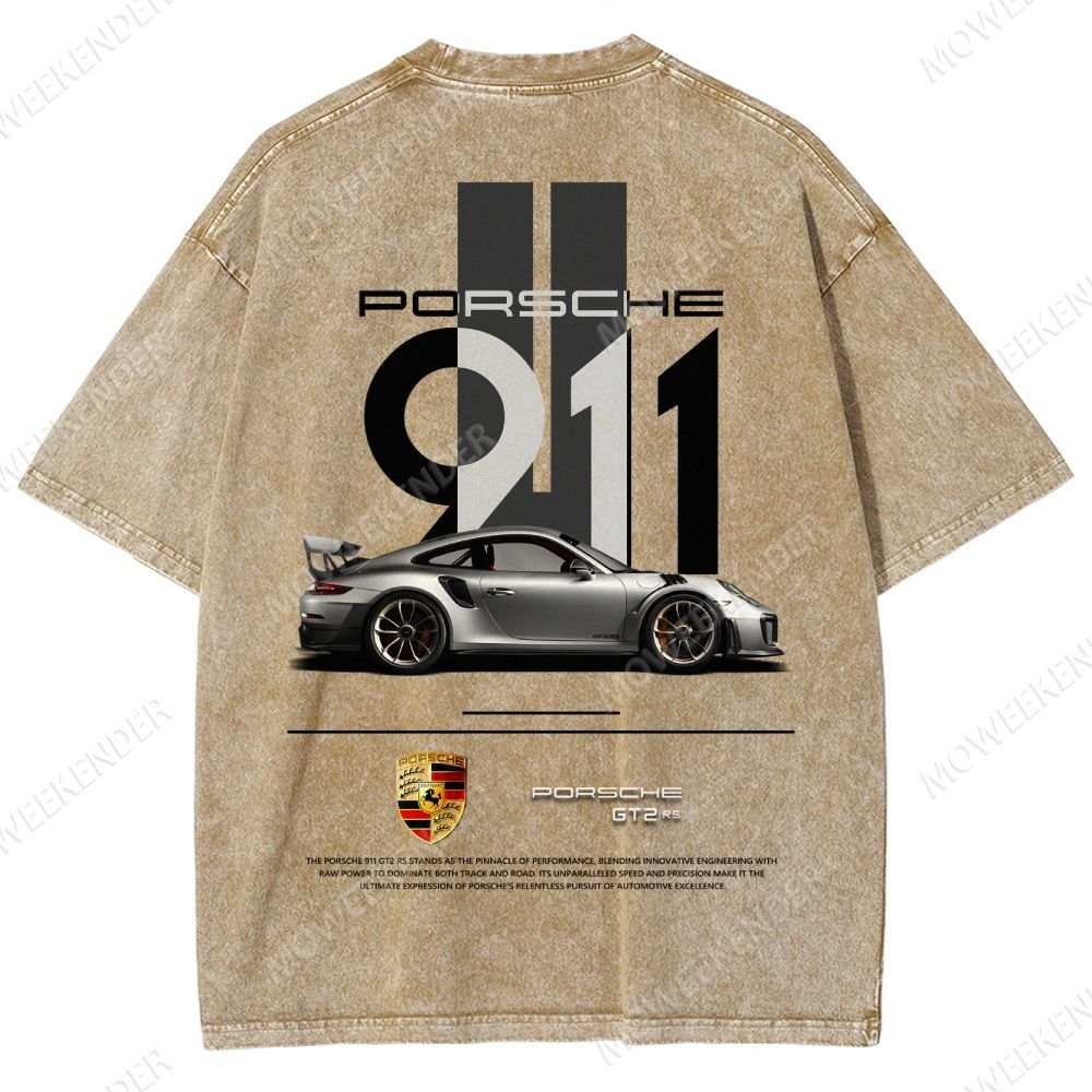 911 GT2 RS Racing Cars Unisex Fit Washed T-Shirt