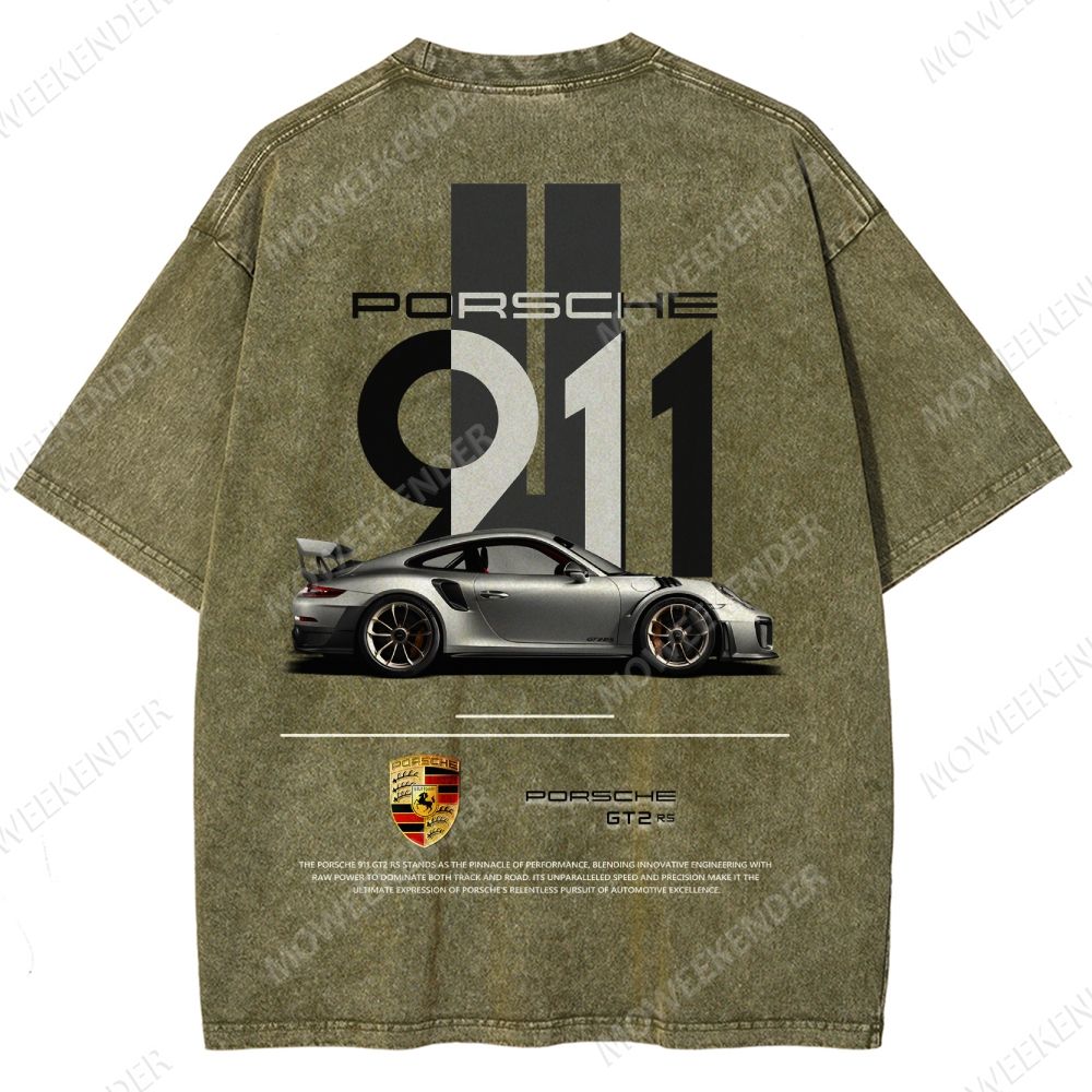 911 GT2 RS Racing Cars Unisex Fit Washed T-Shirt