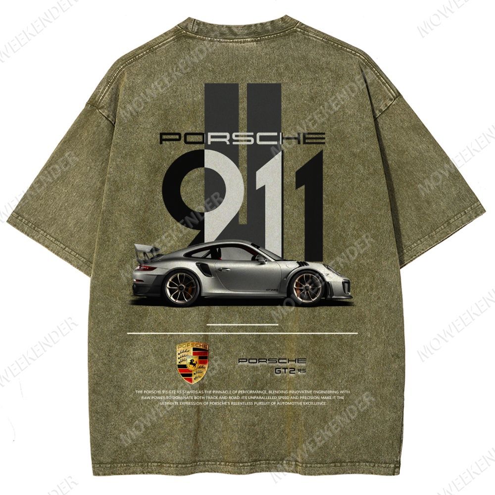 911 GT2 RS Racing Cars Unisex Fit Washed T-Shirt