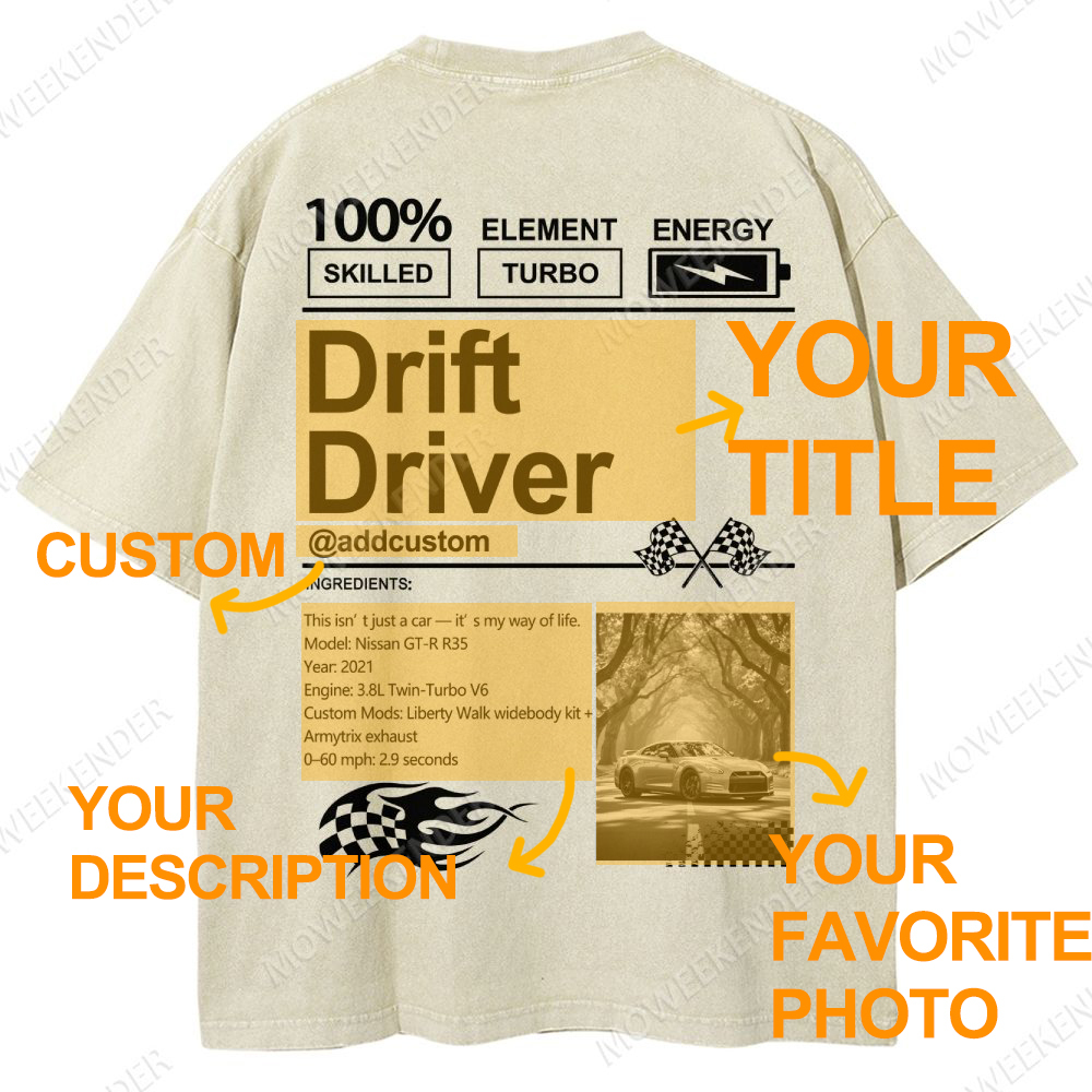 Custom Car Lover Unisex Fit Washed T-Shirt