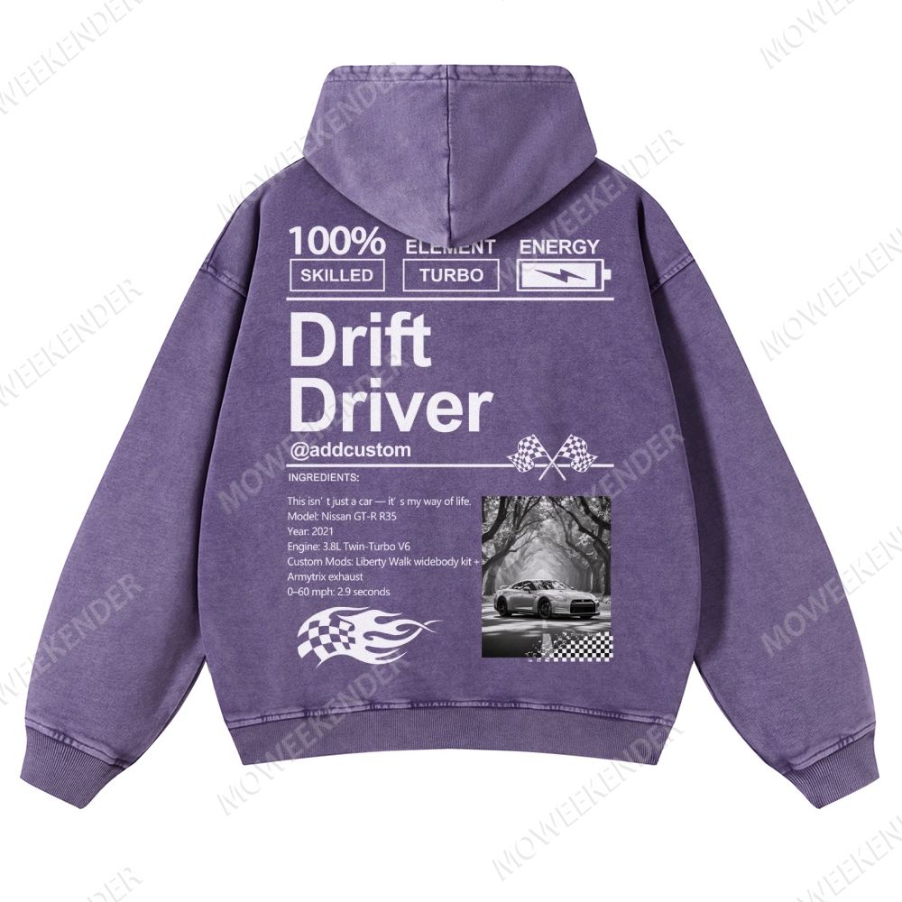 Custom Car Lover Unisex Fit Vintage Washed Hoodie
