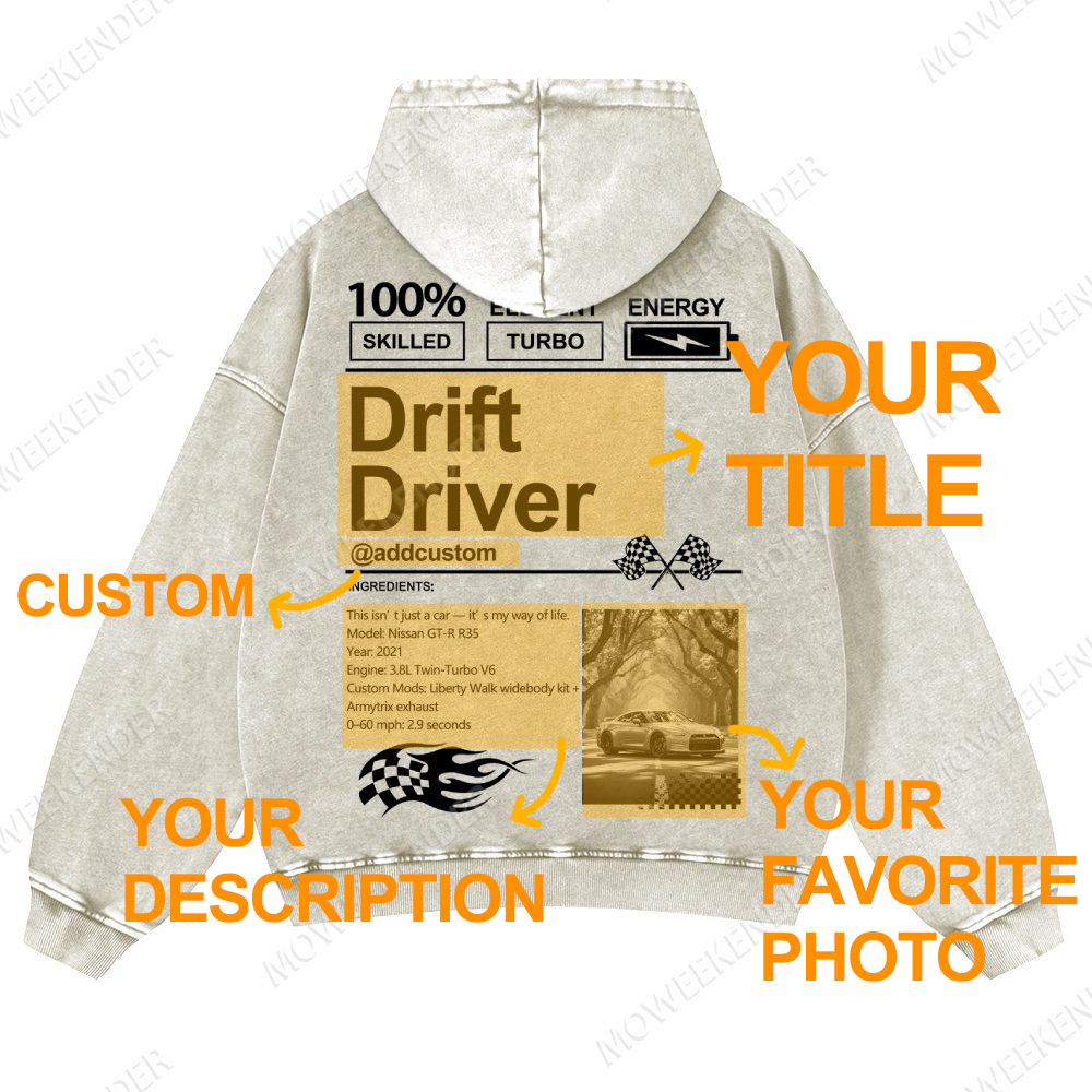 Custom Car Lover Unisex Fit Vintage Washed Hoodie