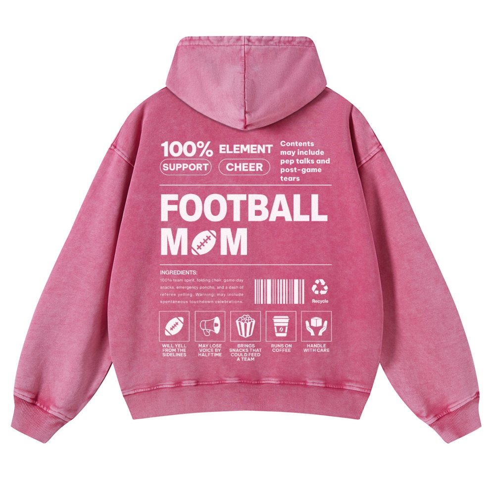 Unisex Fit Football Mom Vintage Washed Hoodie