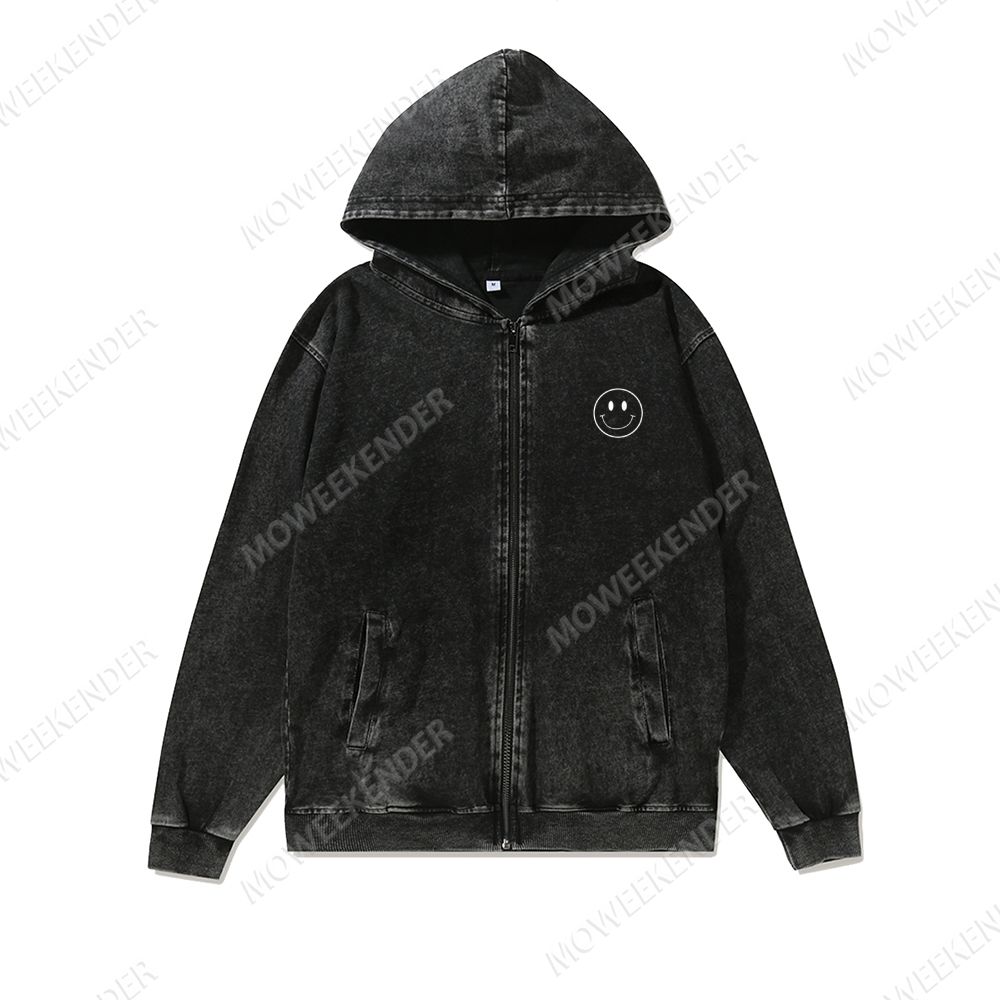 Personalized Customization Unisex Washed Cotton Zipper Hooded Sweatshirt