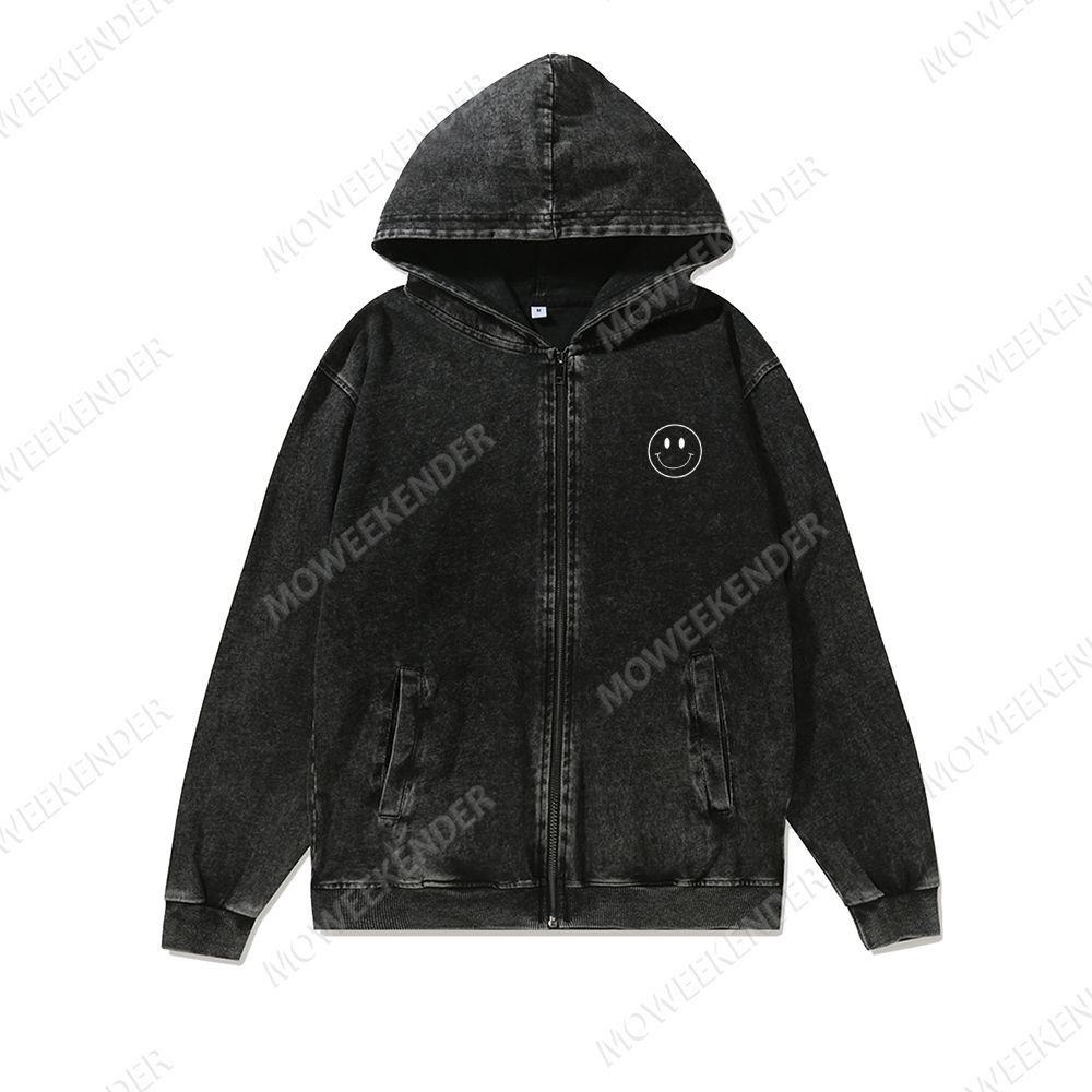 Personalized Customization Unisex Washed Cotton Zipper Hooded Sweatshirt