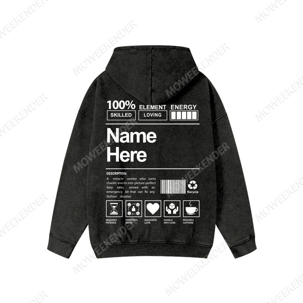 Personalized Customization Unisex Washed Cotton Zipper Hooded Sweatshirt