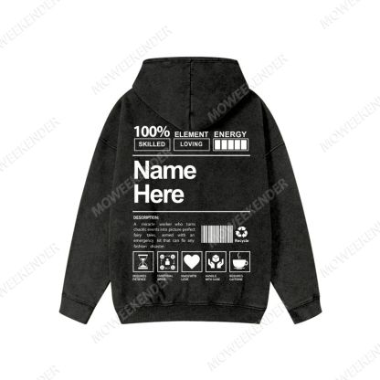 Personalized Customization Unisex Washed Cotton Zipper Hooded Sweatshirt