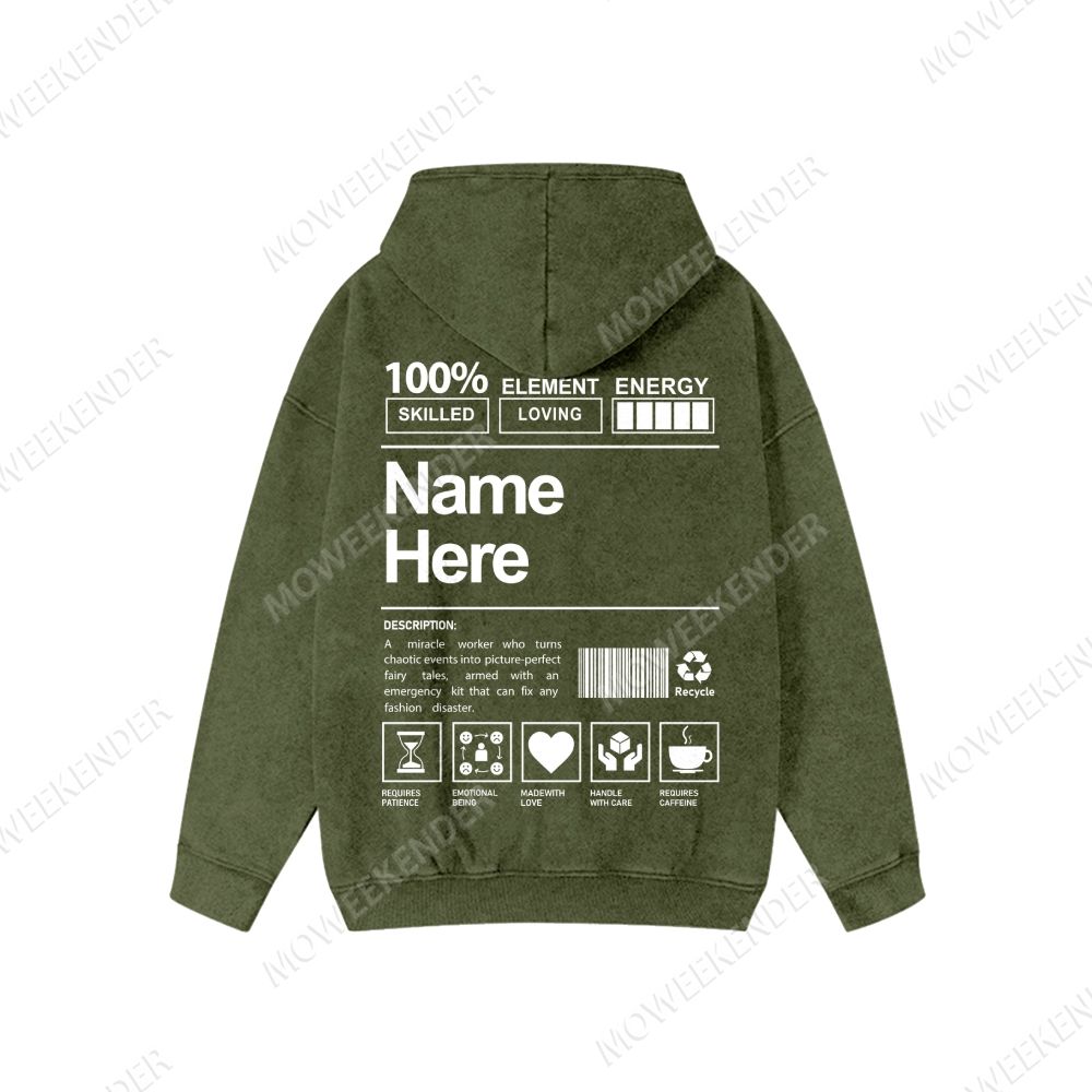Personalized Customization Unisex Washed Cotton Zipper Hooded Sweatshirt