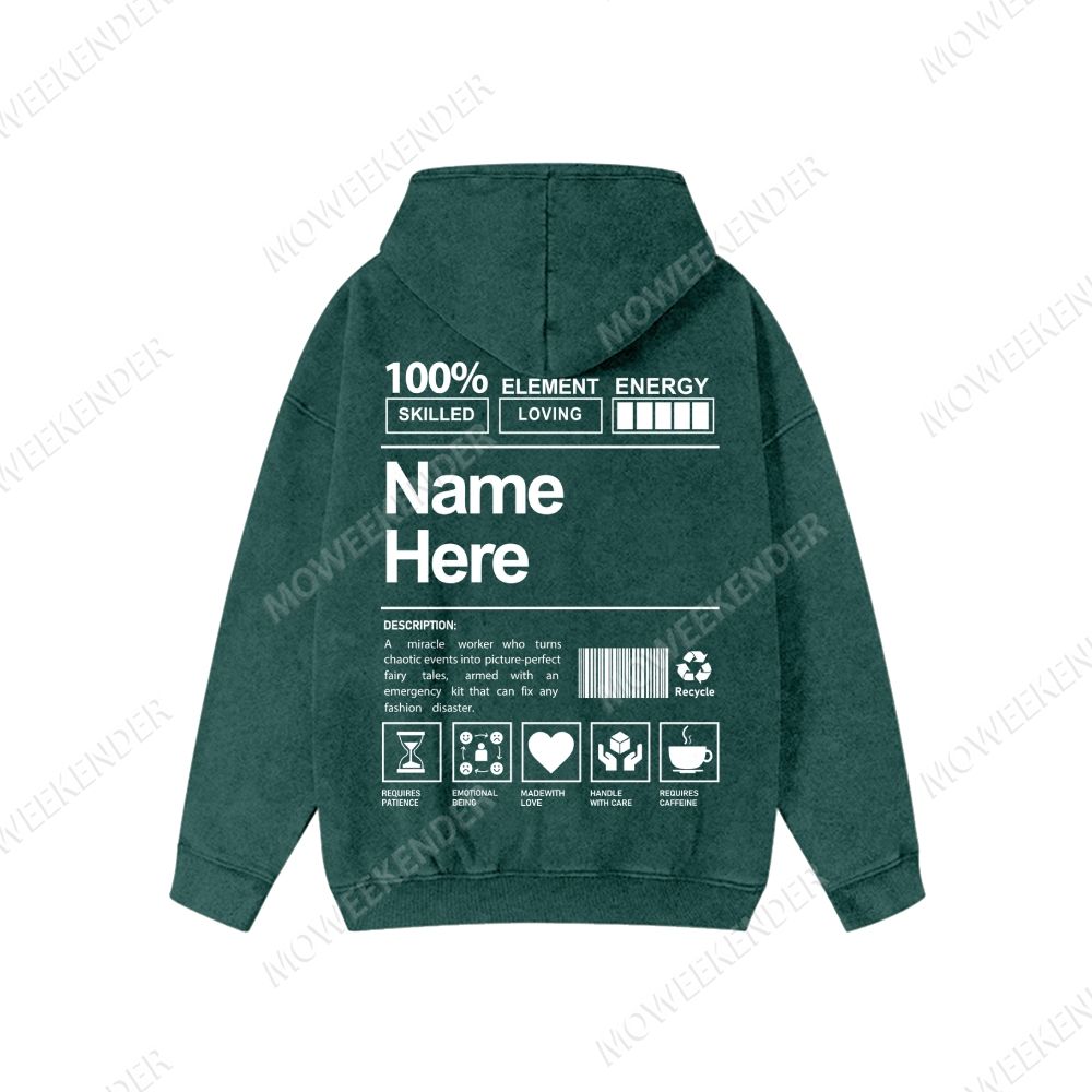 Personalized Customization Unisex Washed Cotton Zipper Hooded Sweatshirt