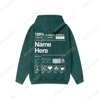 Personalized Customization Unisex Washed Cotton Zipper Hooded Sweatshirt