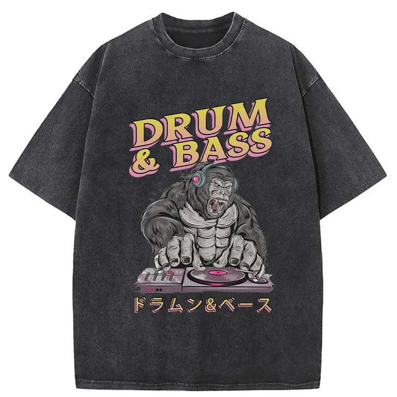 Drum&Bass DJ Gorilla Washed Vintage T-Shirt-moweekender