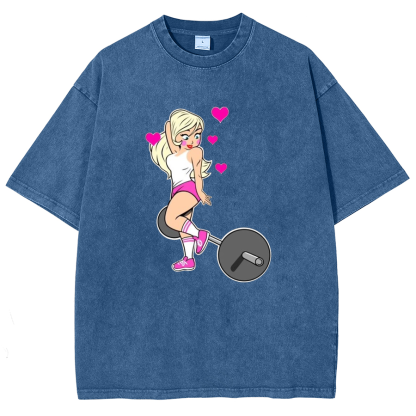 Barbell Love Girl Unisex Fit Washed T-Shirt-moweekender