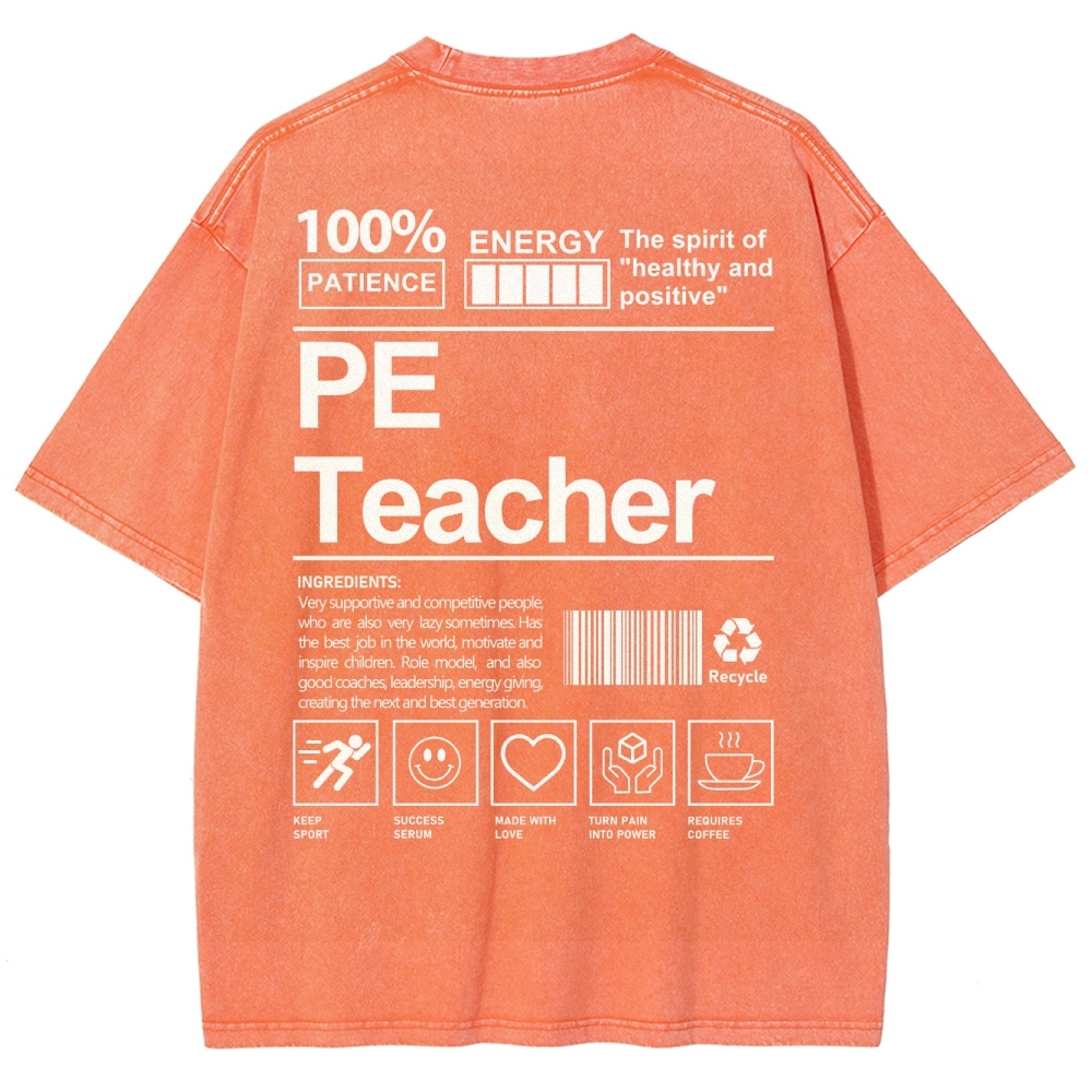 PE Teacher Unisex Fit Washed T-Shirt-moweekender