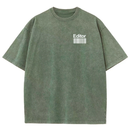 Editor Pattern Washed Vintage Short Sleeves T-Shirt-moweekender